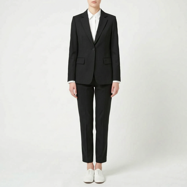 Professional Structured Cotton Blend Pants Suit for Women