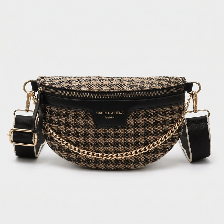 Wren – Houndstooth Crossbody Belt Bag, Wide Strap