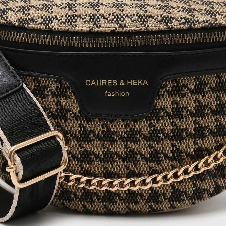 Wren – Houndstooth Crossbody Belt Bag, Wide Strap