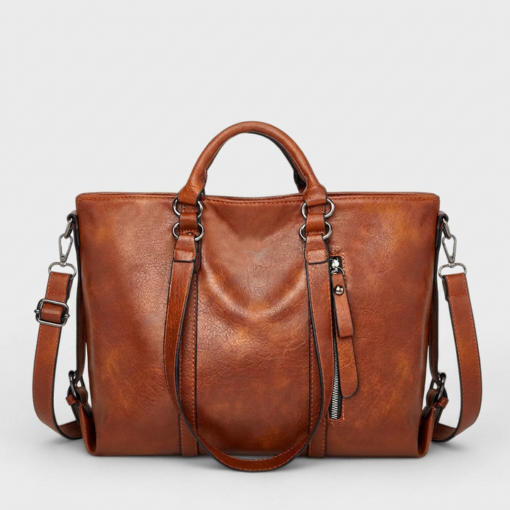 Wren – Large Vegan Leather Work Tote Bag with Crossbody Strap