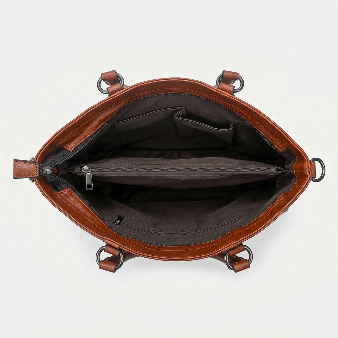 Wren – Large Vegan Leather Work Tote Bag with Crossbody Strap