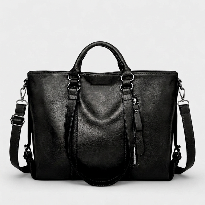 Wren – Large Vegan Leather Work Tote Bag with Crossbody Strap