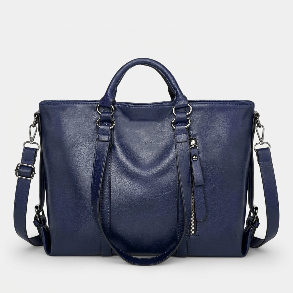 Wren – Large Vegan Leather Work Tote Bag with Crossbody Strap