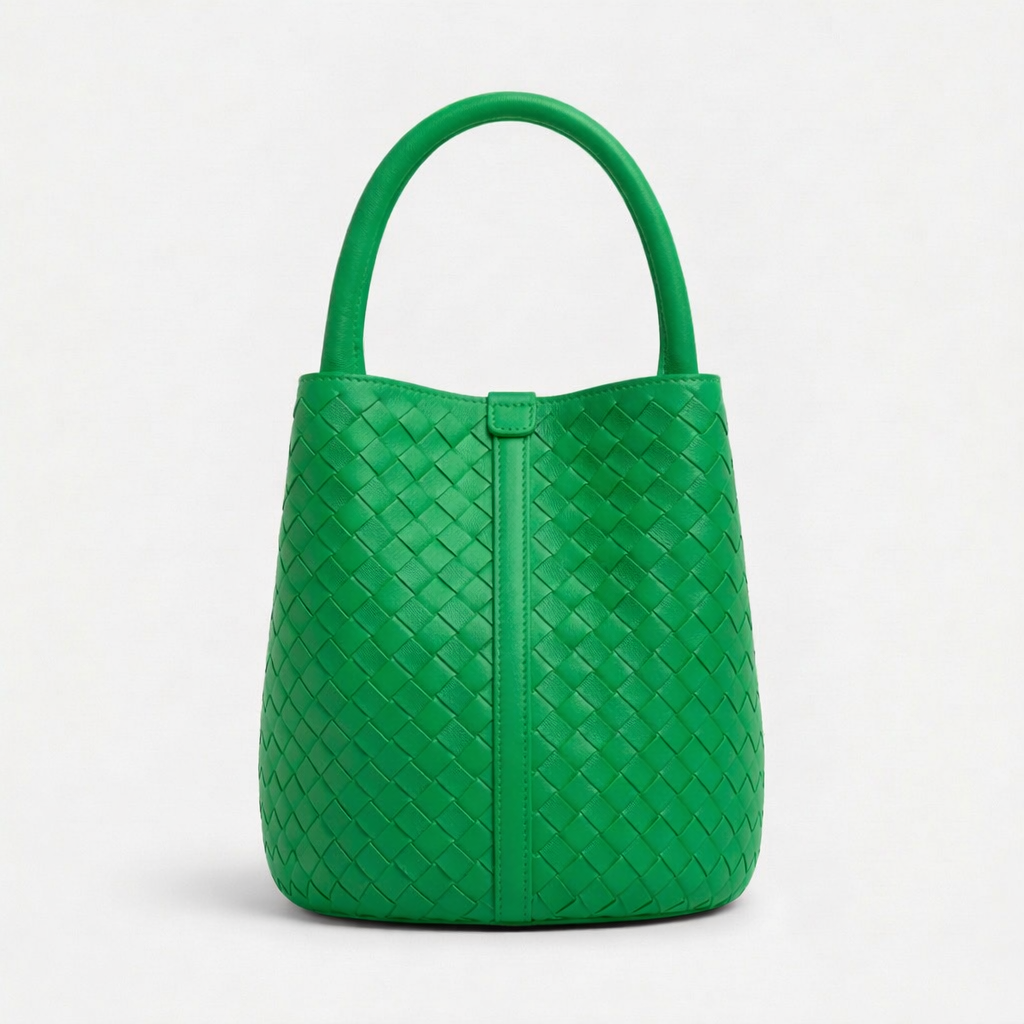 Wren – Woven Sheepskin Leather Shoulder Bucket Bag