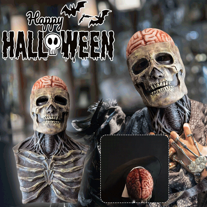 Articulated Skull Full Head Latex Mask with Movable Jaw – Halloween Costume Accessory