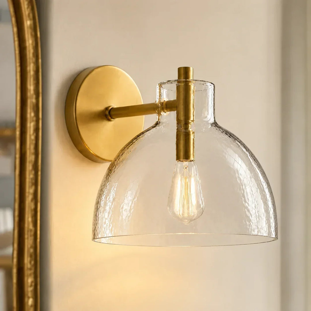 Xeno Antique Brass Recycled Glass Wall Lamp