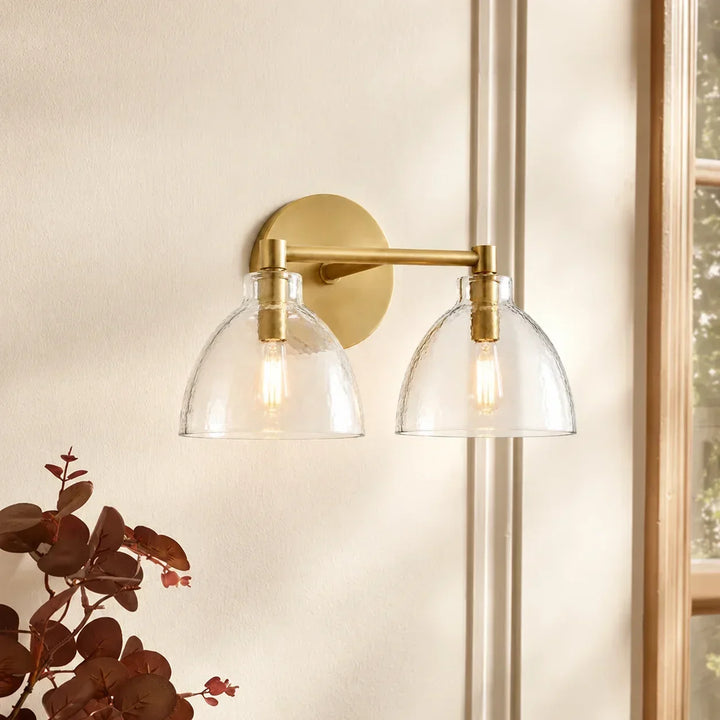 Xeno Antique Brass Recycled Glass Wall Lamp