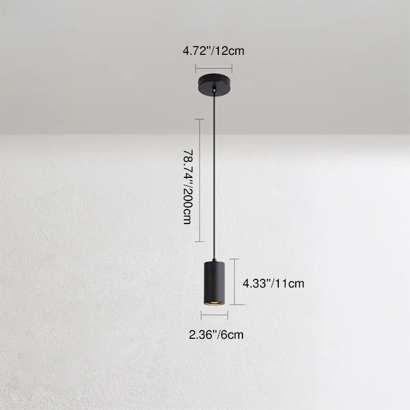 Modern Minimalist Column Iron Mini 1-Light Pendant Lamp for Living Room
