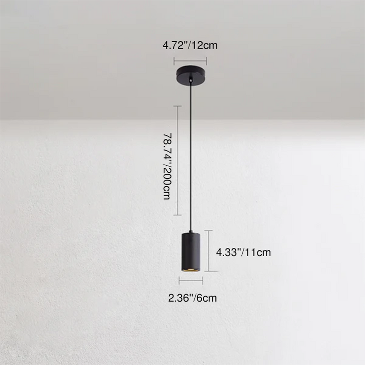 Modern Minimalist Column Iron Mini 1-Light Pendant Lamp for Living Room