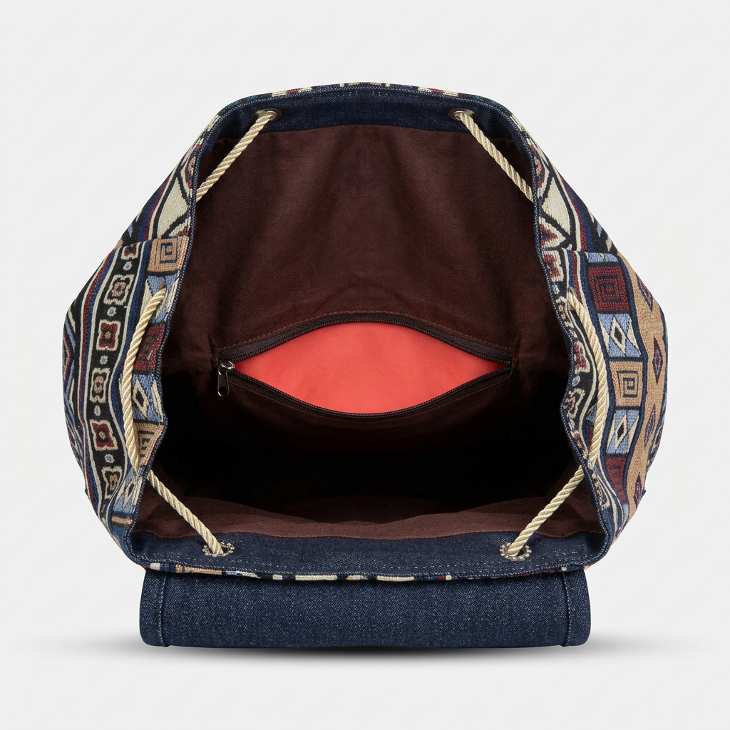 Zara – Boho Canvas Backpack for Women, Ethnic Print