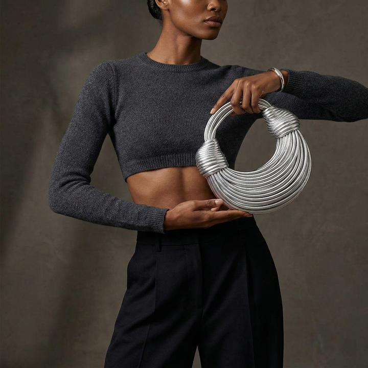 Demi – Metallic Cord Top Handle Evening Bag with Knot Detail