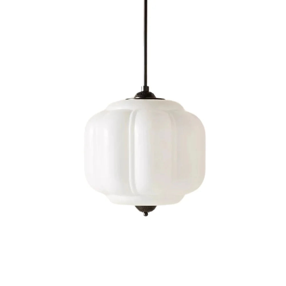 Lumi Vintage Milk Glass Oiled Brass Eloise Pendant Light