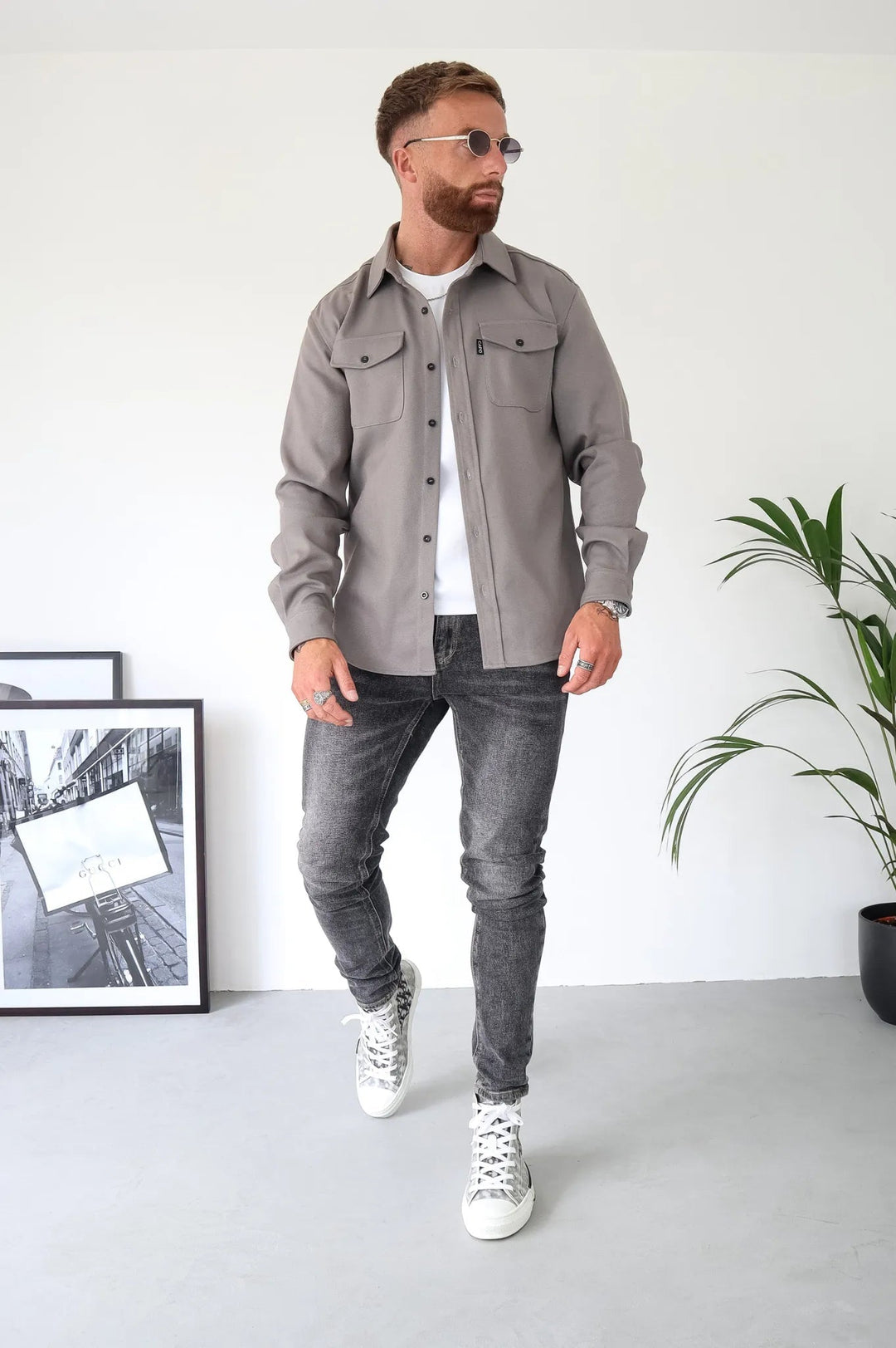 Men's Overshirt Jacket with Chest Pockets - Spring Autumn Casual Lightweight