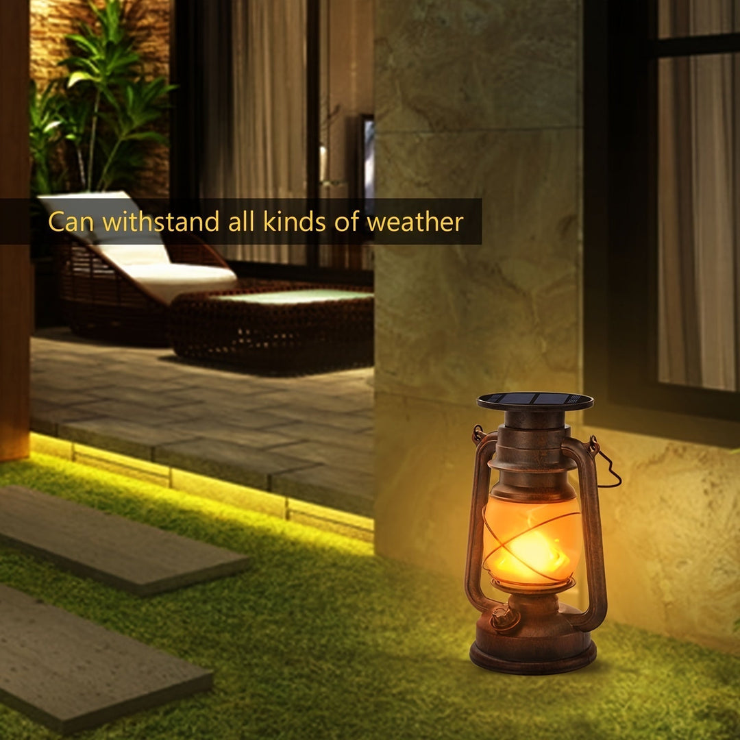 Set of 2 Solar Lanterns – Vintage Dancing Flame LED Lights for Garden and Patio