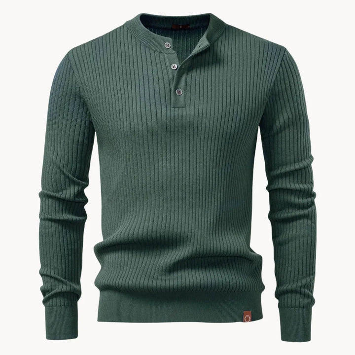 Men's Sweater with Round Neck and Button Closure for Daily Use