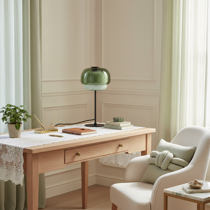 Sanae Modern Retro Double-Dome Colored Glass Table Lamp