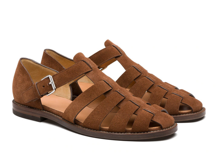 Men's Leather Closed Toe Summer Sandals with Buckle