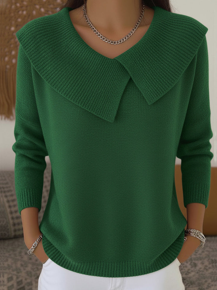 Aldene | Women's Collared Knit Sweater — Wide Fold-Over Collar Pullover in 7 Colors | Westmere