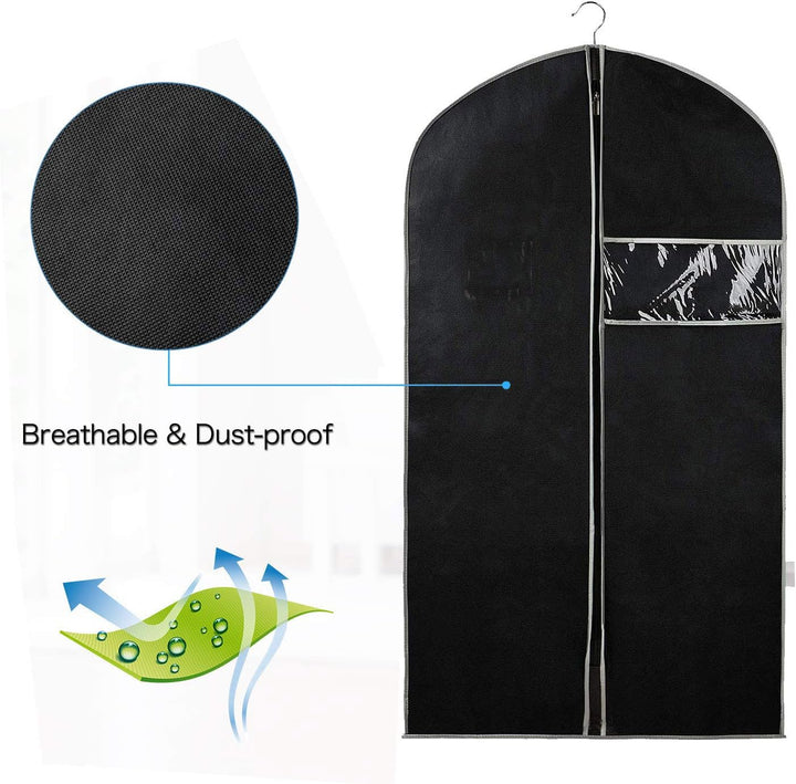 Premium Breathable Garment Storage Covers – 10-Pack with Clear Window