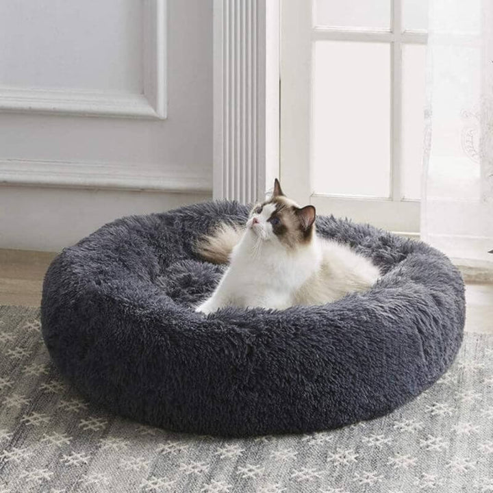 Cozy Round Plush Pet Bed for Cats and Small Pets