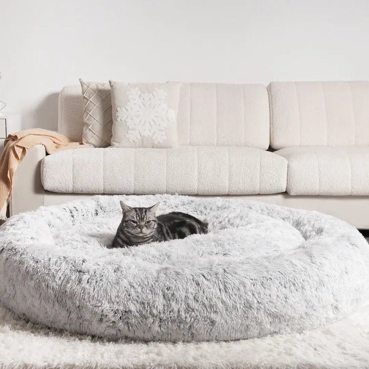 Cozy Round Plush Pet Bed for Cats and Small Pets