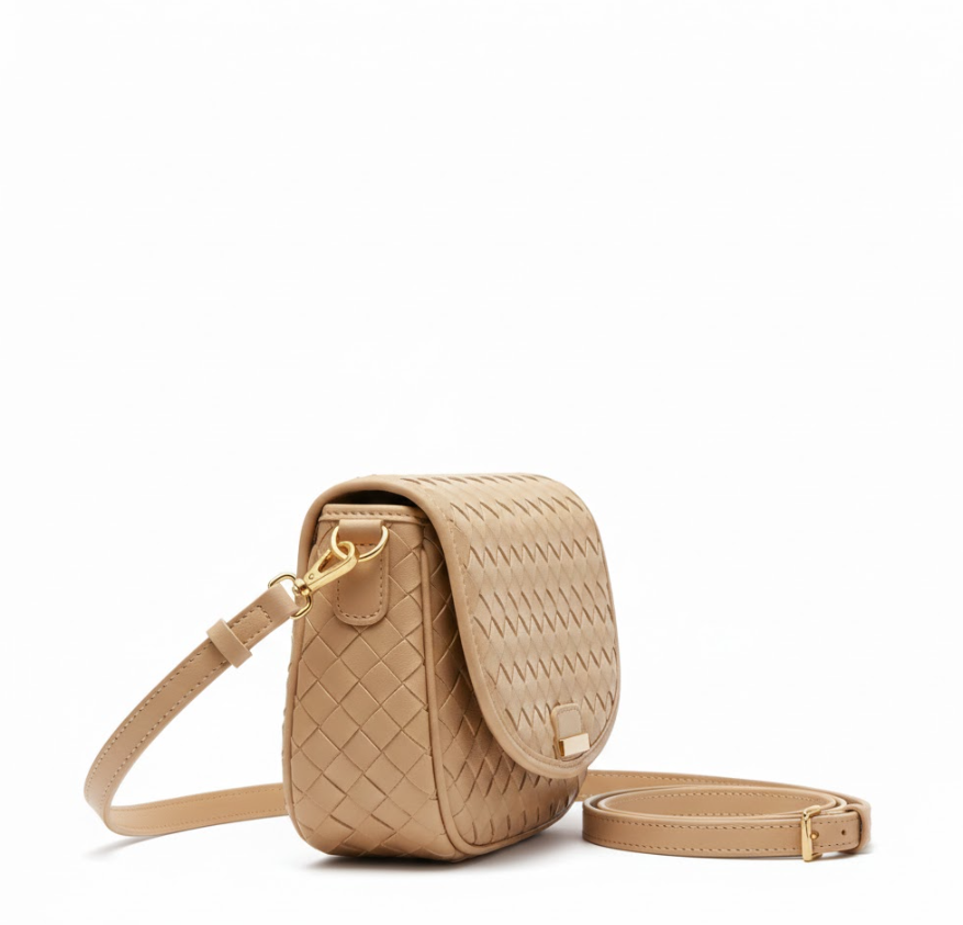 Women’s Woven Crossbody Bag with Long Strap