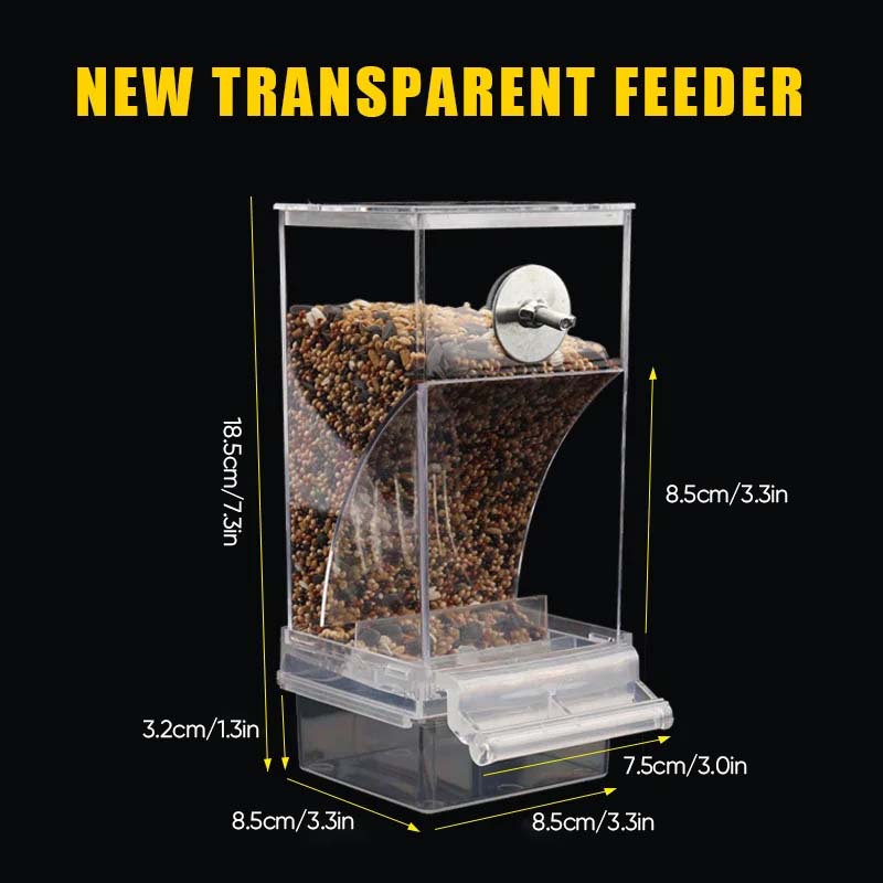 Clear Automatic Pet Bird Feeder with No-Spill Design