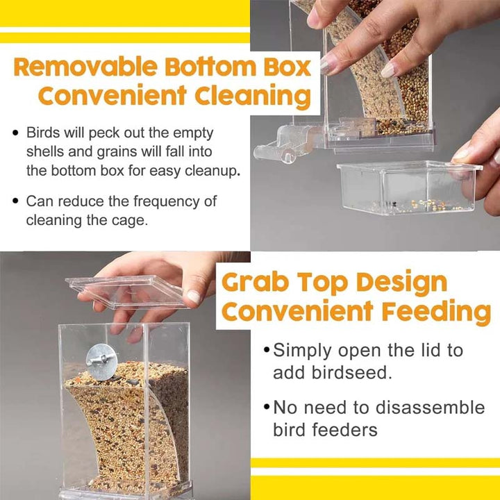 Clear Automatic Pet Bird Feeder with No-Spill Design