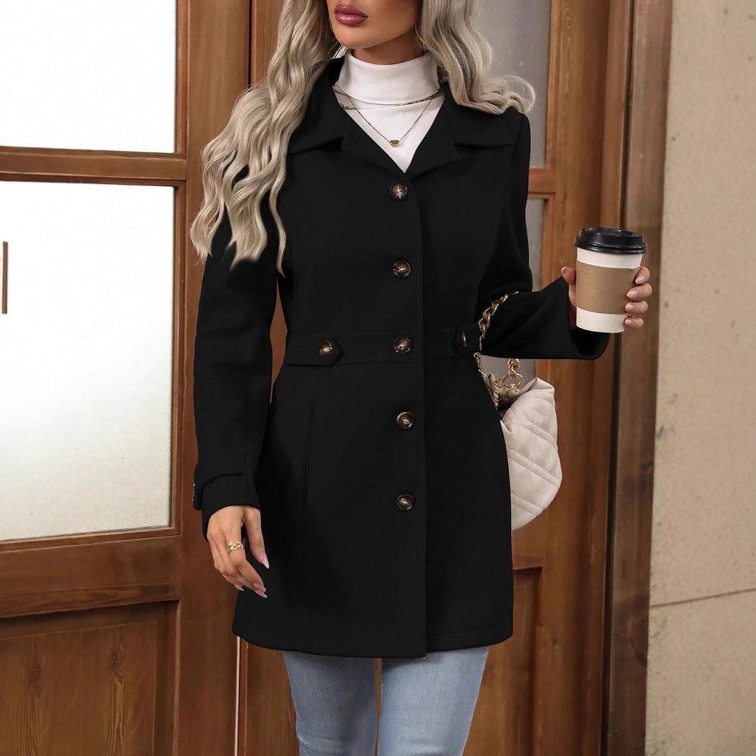 Autumn Ladies Trench Coat Belted Tailored Mid-Season