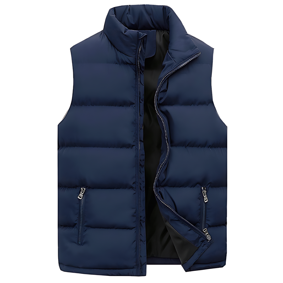 Men's Bodywarmer Puffer Vest for Layering with Stitched Look