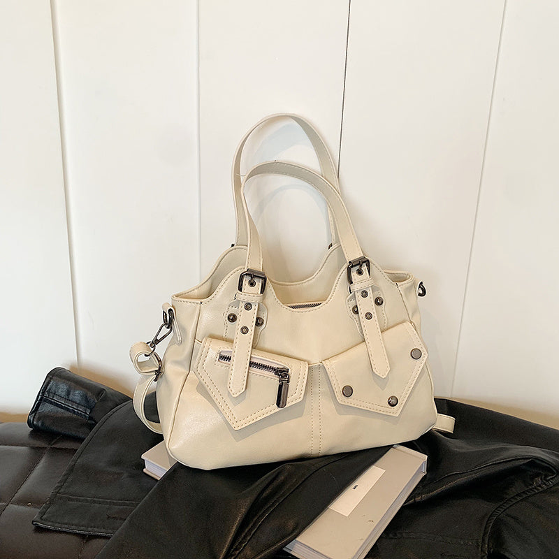 Kova – Vegan Cowhide Hobo Bag, Moto-Style Shoulder Bag