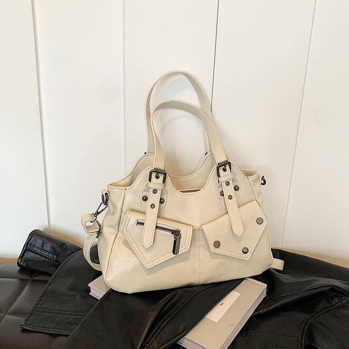 Kova – Vegan Cowhide Hobo Bag, Moto-Style Shoulder Bag