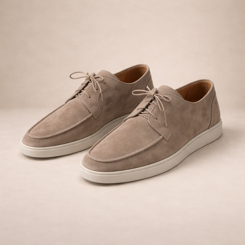 Men's Suede Loafers Regular Fit Leather Lace-Up Closed Toe