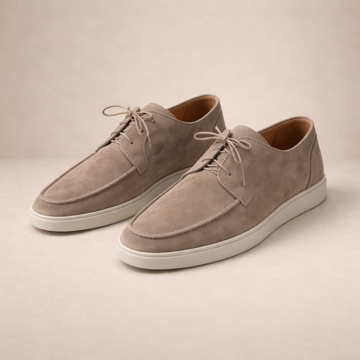 Men's Suede Loafers Regular Fit Leather Lace-Up Closed Toe