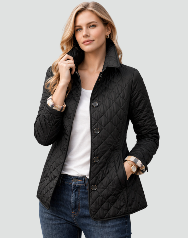 Mid-Season Jacket for Women Regular Fit Quilted with Collar and Buttons