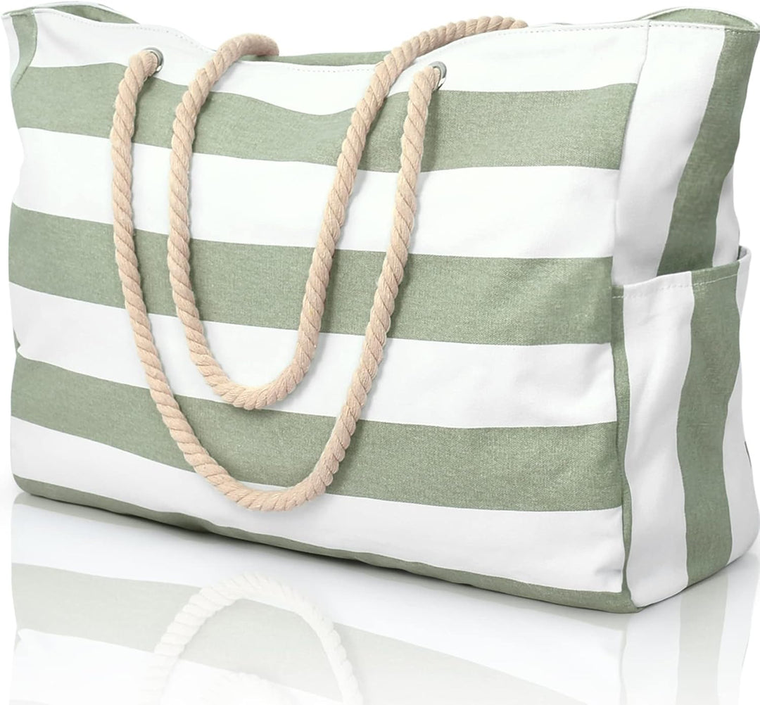 Oversized Waterproof Beach Tote Bag with Sand-Resistant Interior