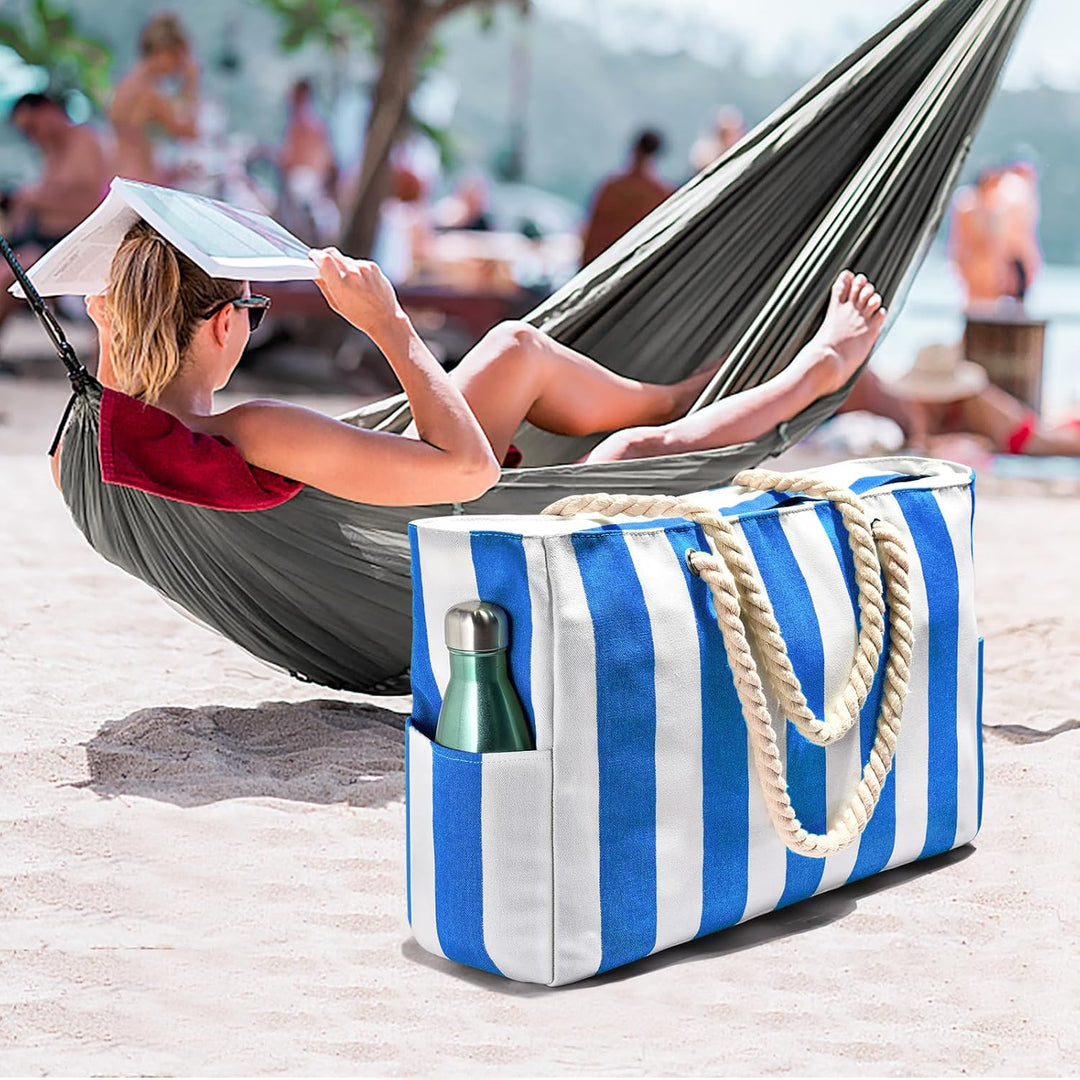 Oversized Waterproof Beach Tote Bag with Sand-Resistant Interior