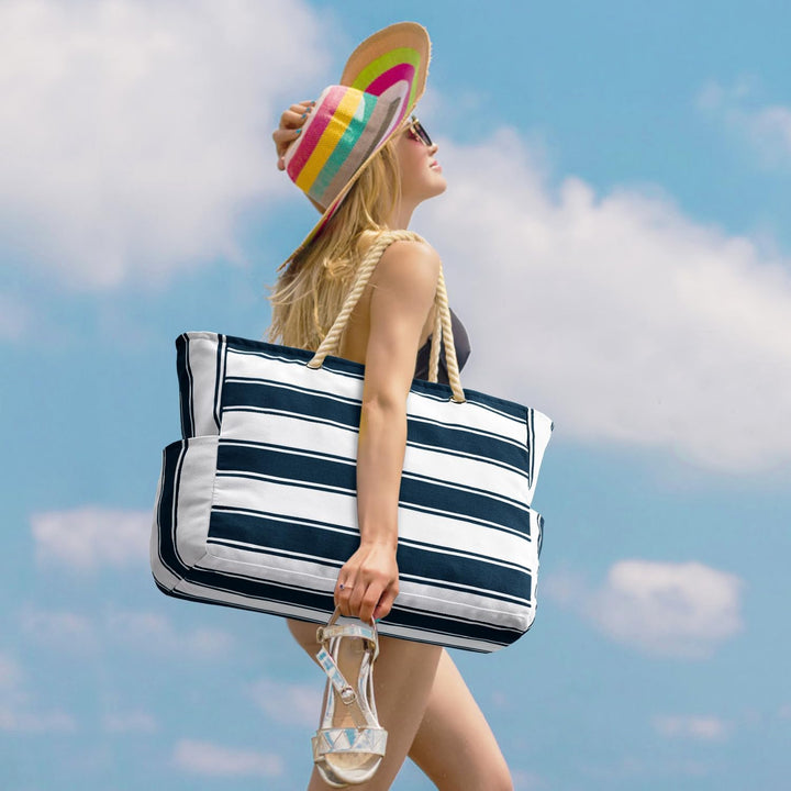 Oversized Waterproof Beach Tote Bag with Sand-Resistant Interior