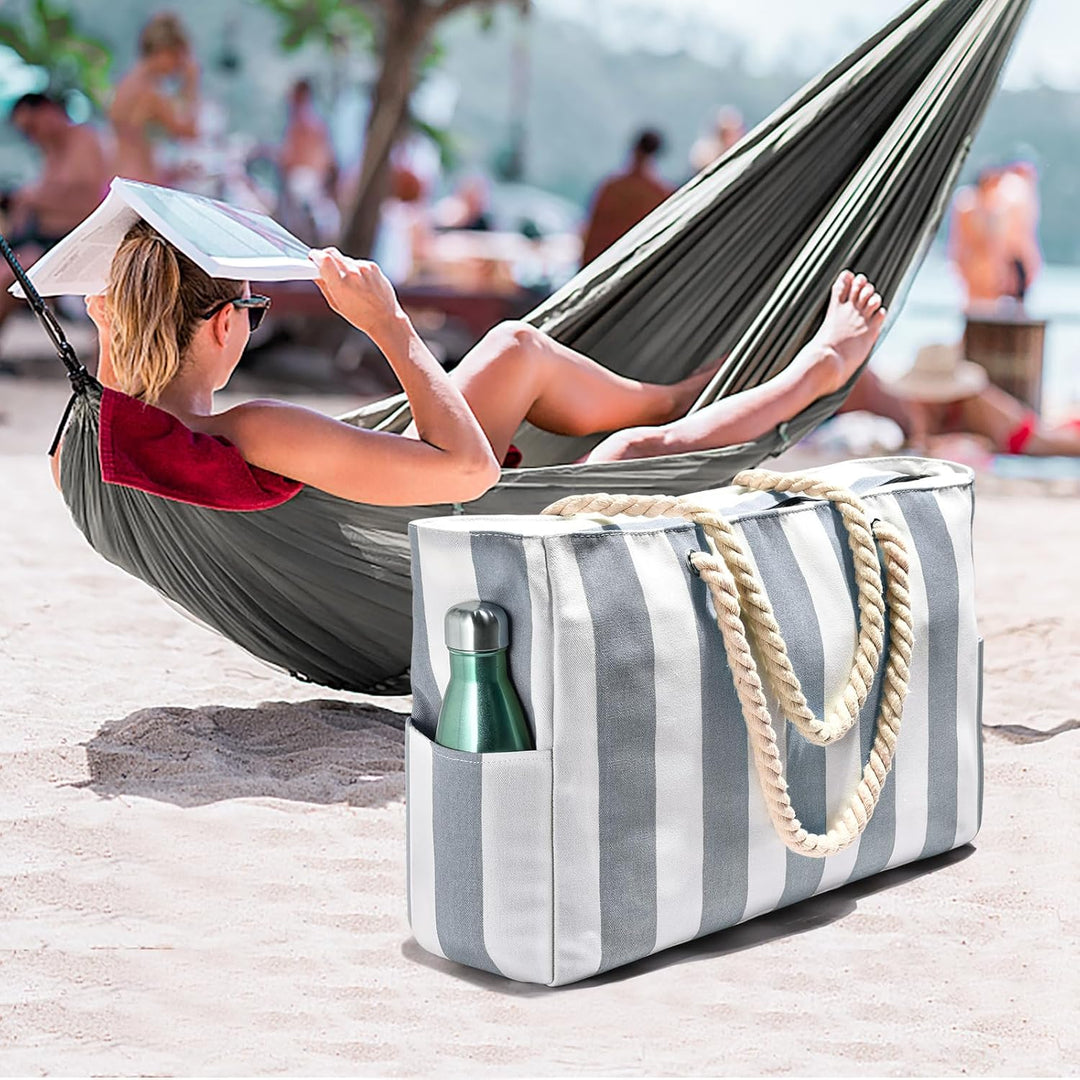 Oversized Waterproof Beach Tote Bag with Sand-Resistant Interior