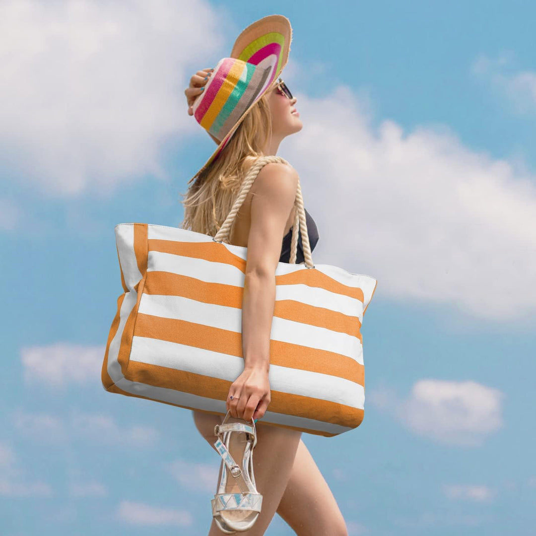 Oversized Waterproof Beach Tote Bag with Sand-Resistant Interior