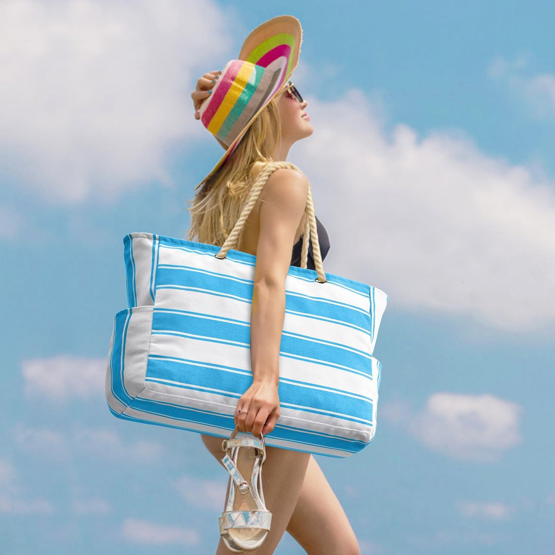 Oversized Waterproof Beach Tote Bag with Sand-Resistant Interior