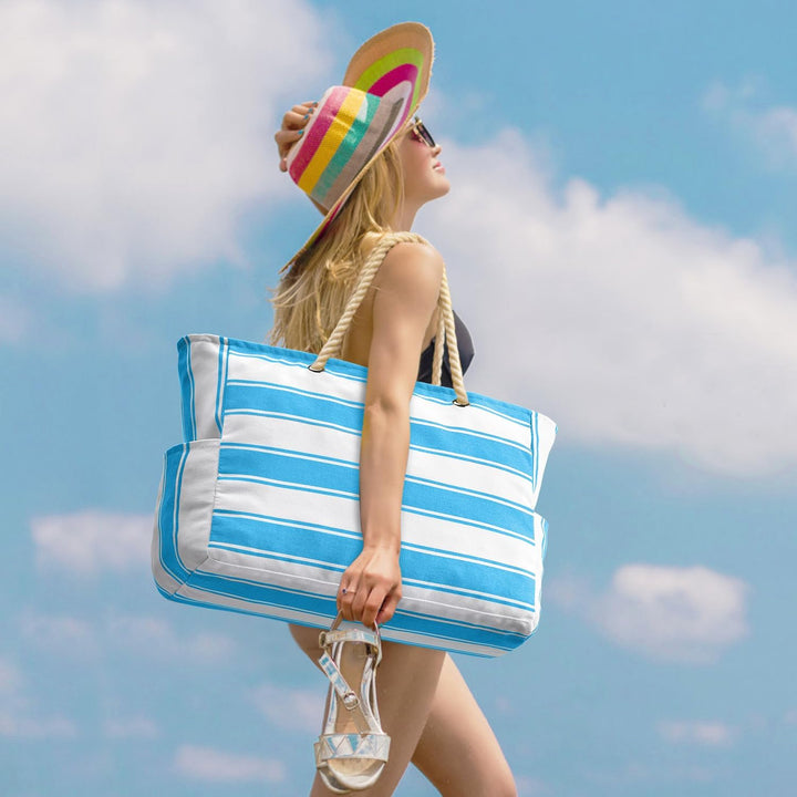 Oversized Waterproof Beach Tote Bag with Sand-Resistant Interior