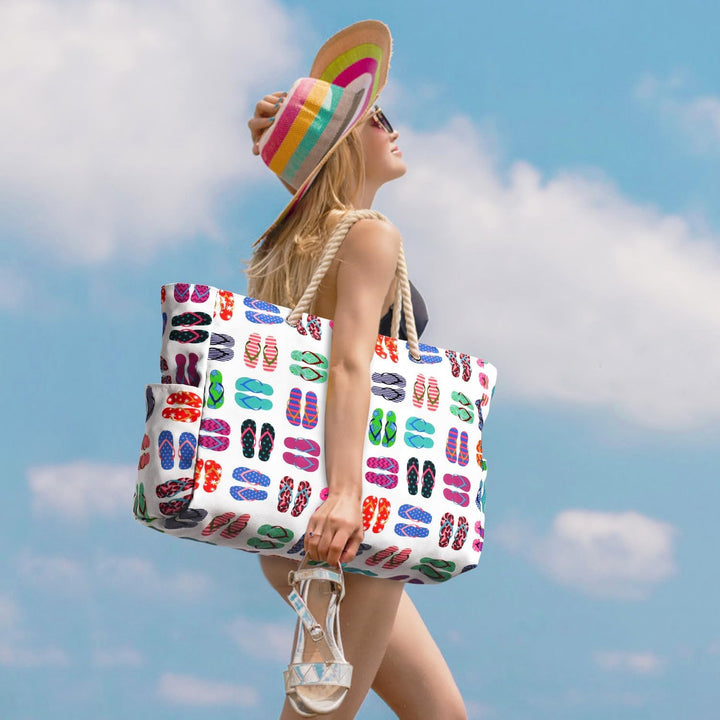 Oversized Waterproof Beach Tote Bag with Sand-Resistant Interior