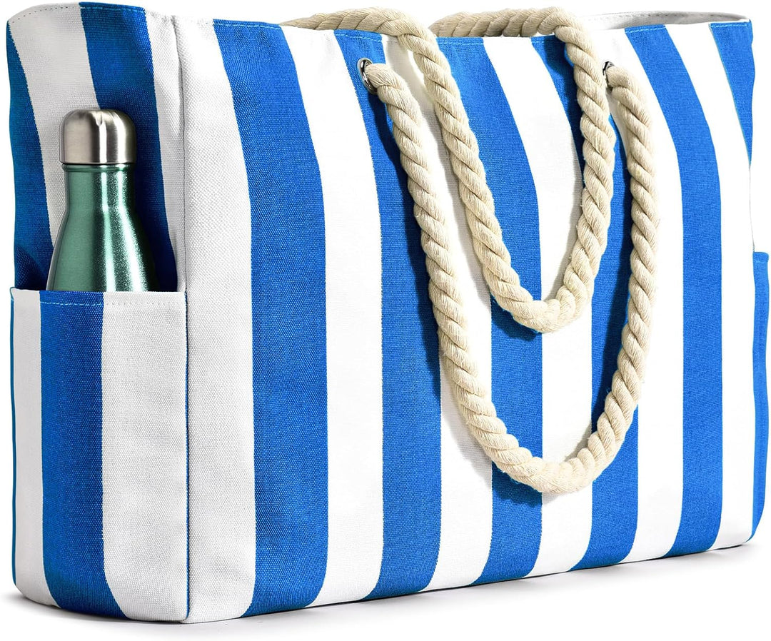 Oversized Waterproof Beach Tote Bag with Sand-Resistant Interior