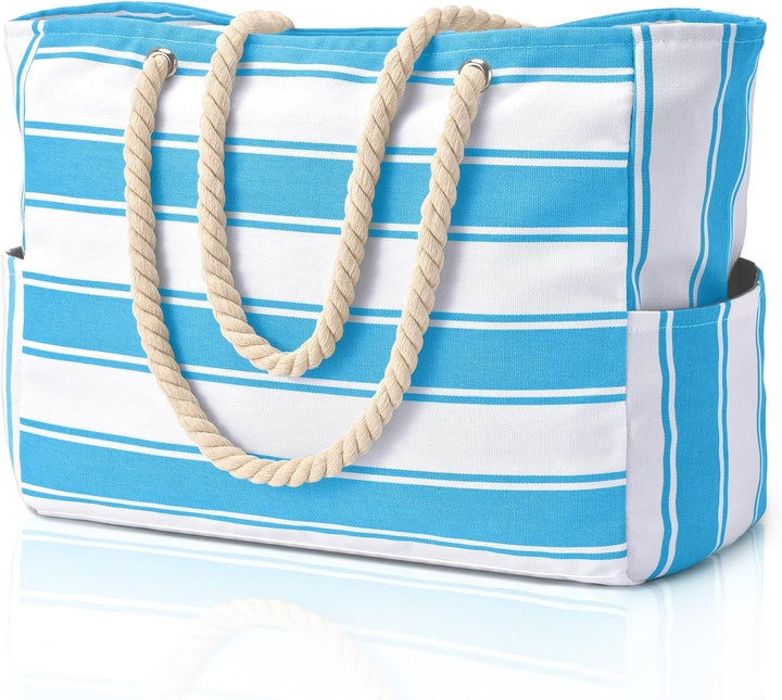 Oversized Waterproof Beach Tote Bag with Sand-Resistant Interior