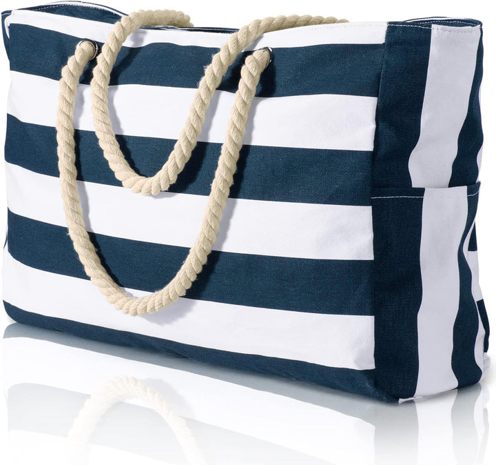 Oversized Waterproof Beach Tote Bag with Sand-Resistant Interior