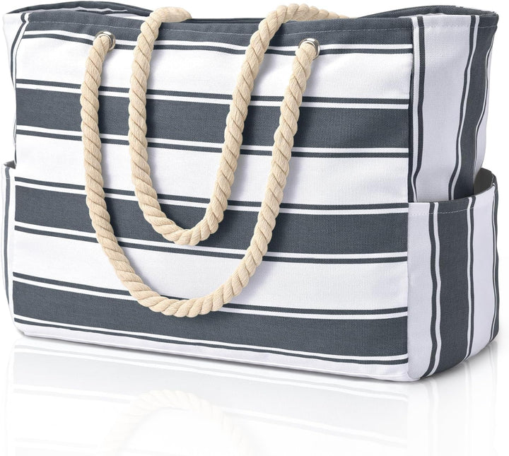 Oversized Waterproof Beach Tote Bag with Sand-Resistant Interior