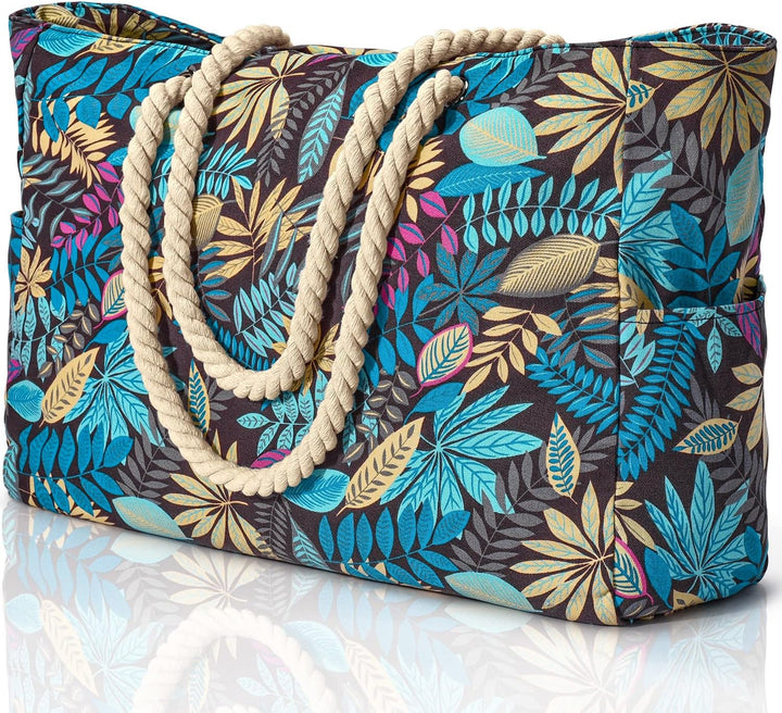 Oversized Waterproof Beach Tote Bag with Sand-Resistant Interior