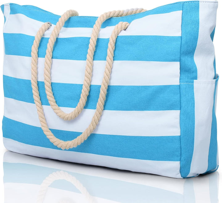 Oversized Waterproof Beach Tote Bag with Sand-Resistant Interior