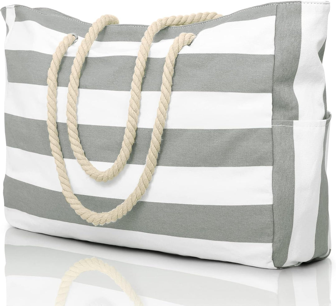 Oversized Waterproof Beach Tote Bag with Sand-Resistant Interior